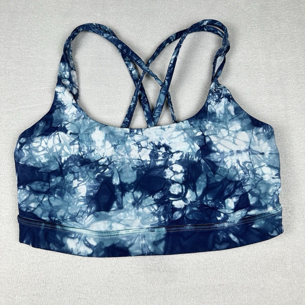 Lululemon Energy Sports Bra Shibori White/Blue Womens Sz 6 Yoga Exercise Strappy